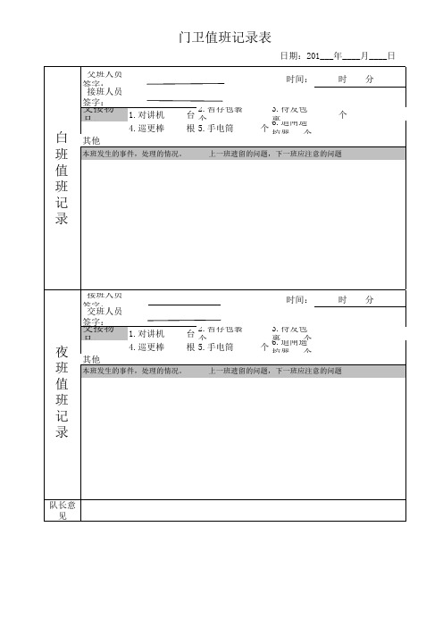 门卫值班记录表