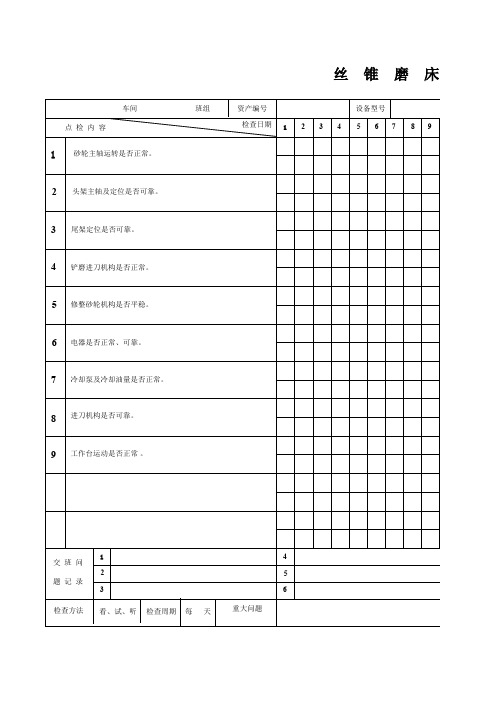 丝锥磨床日点检表 