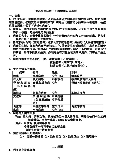 最新青岛版六年级上册科学知识点总结 (1)