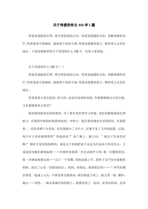 关于母爱的作文450字5篇