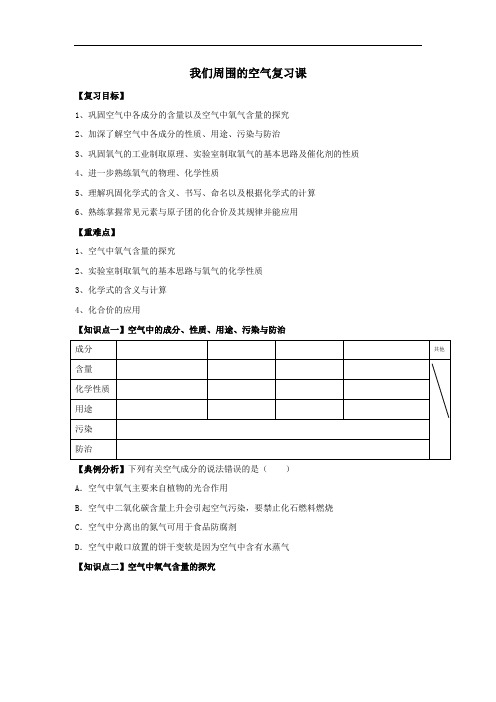 初三化学《我们周围的空气》学案