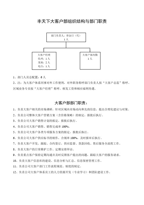 1、大客户部组织结构、部门职责