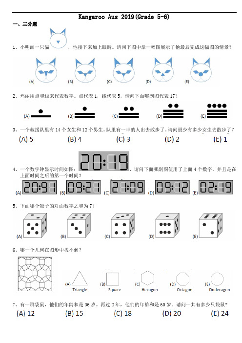 2019年袋鼠数学竞赛L3