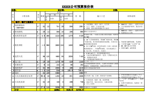 装修工程预算报价表(全自动)