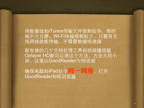 iPad和电脑之间用无线传输文件方法精品PPT课件