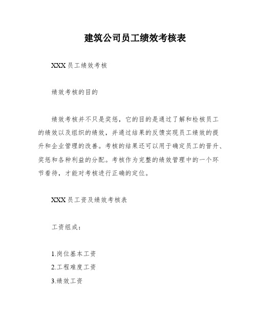 建筑公司员工绩效考核表