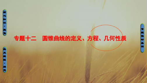 最新-2021高考数学文科山东专版二轮复习与策略课件 专题12 圆锥曲线的定义、方程、几何性质 精品