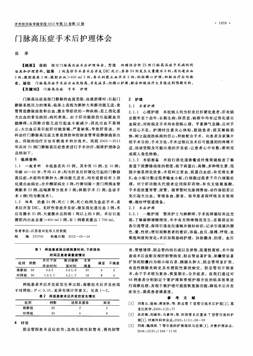 门脉高压症手术后护理体会