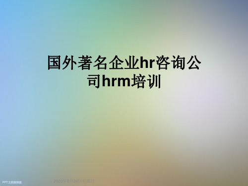 国外著名企业hr咨询公司hrm培训
