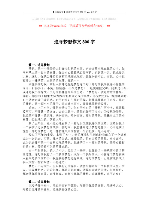【精编范文】追寻梦想作文800字-word范文 (4页)