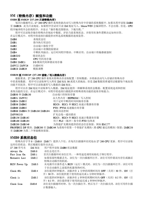 S7-200 PLC SM特殊功能寄存器赋值与功能