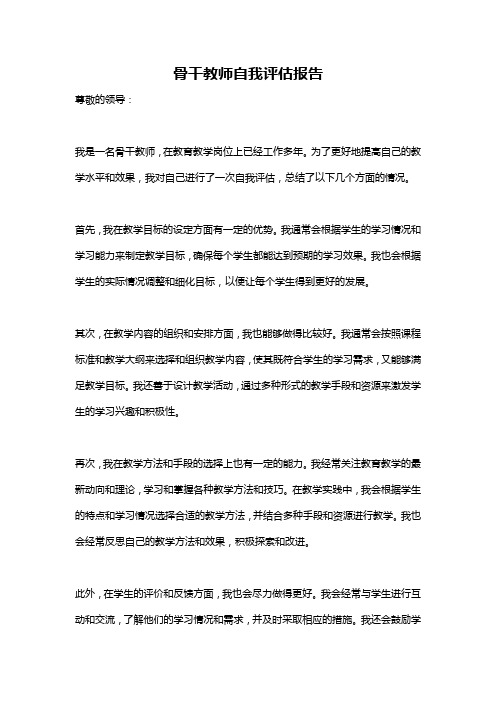 骨干教师自我评估报告