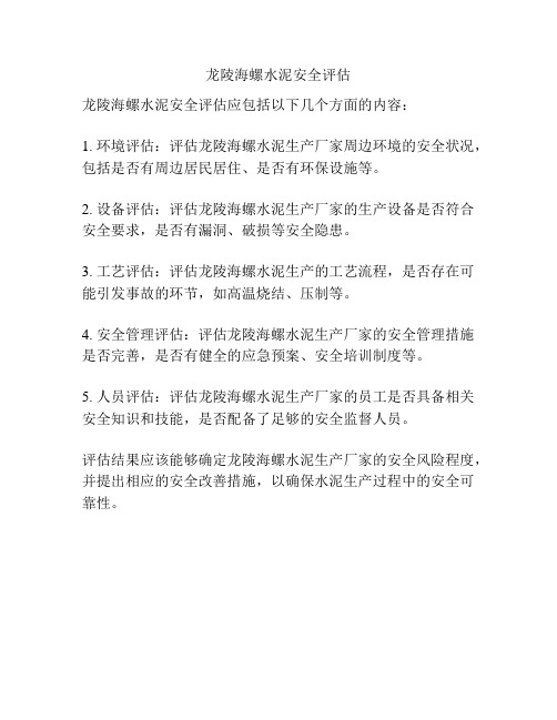 龙陵海螺水泥安全评估