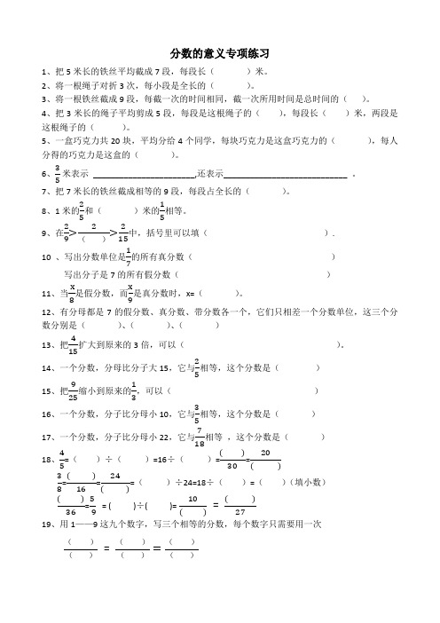 分数的意义专项练习