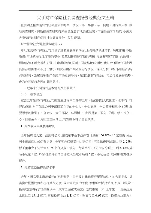 关于财产保险社会调查报告经典范文五篇