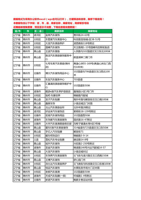 2020新版辽宁省锦州市汽车装潢工商企业公司商家名录名单联系电话号码地址大全245家