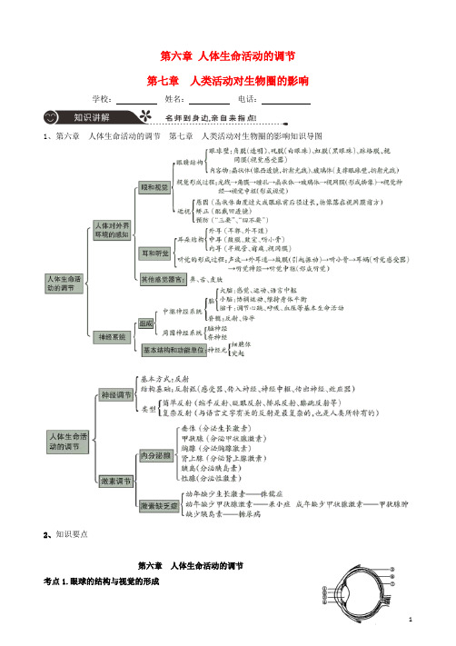 广东省中山市2019年中考生物专题复习第四单元生物圈中的人第六章人体生命活动的调节——4