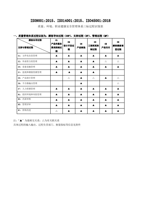 新版质量环境健康安全过程识别范例