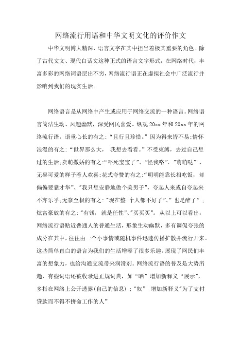 网络流行用语和中华文明文化的评价作文