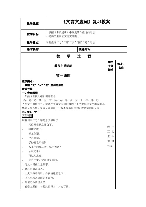 高考复习文言文虚词复习教案 通用(免费下载优秀版)