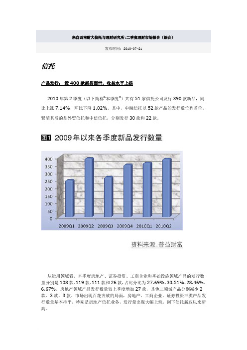 来自西南财大信托与理财研究所二季度理财市场报告