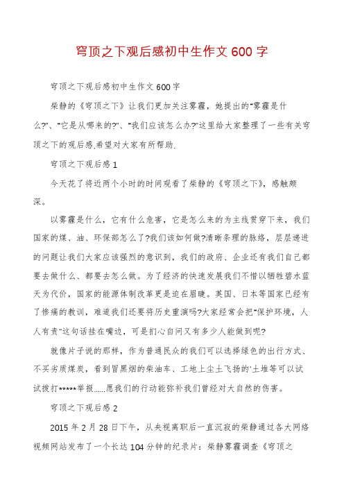 穹顶之下观后感初中生作文600字