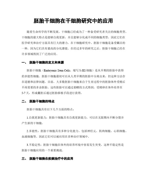 胚胎干细胞在干细胞研究中的应用