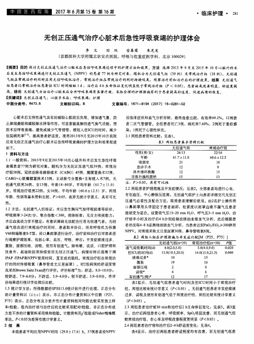 无创正压通气治疗心脏术后急性呼吸衰竭的护理体会