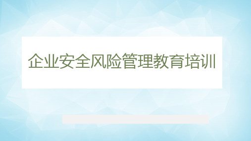 企业安全风险管理教育培训