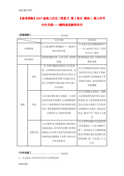 【配套K12】高三历史二轮复习第1部分模块1第三环节中外关联__铺网成面教师用书1