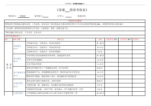 电商客服月度绩效考核表【最新范本模板】