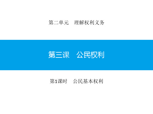 八年级道德与法治下册 《公民权利》理解权利义务PPT课件(第1课时公民基本权利) 