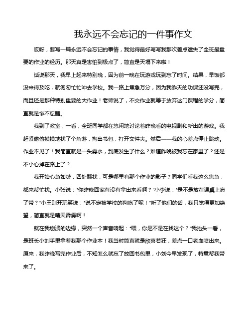 我永远不会忘记的一件事作文