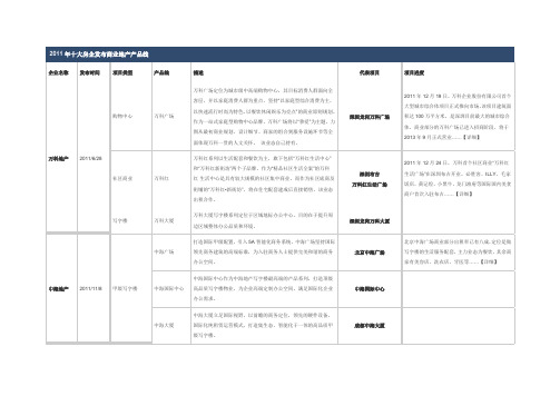 2011年十大房企发布商业地产产品线