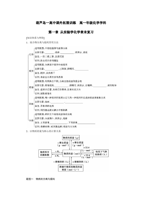辽宁省葫芦岛市第一高级中学高中化学必修一:1课外拓展训练2 Word版含答案