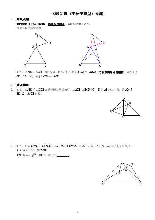 八下数学专项拔高：勾股定理(手拉手模型)(人教版)