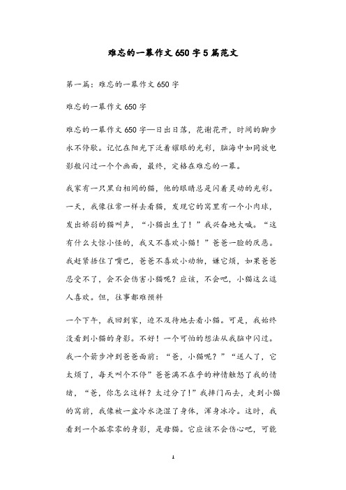 难忘的一幕作文650字5篇范文