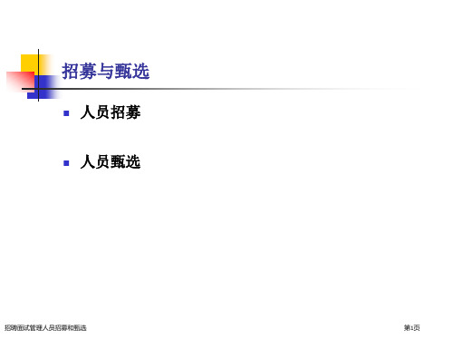 招聘面试管理人员招募和甄选