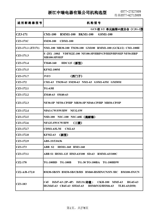 中瑞电器2012.08.18机构选型