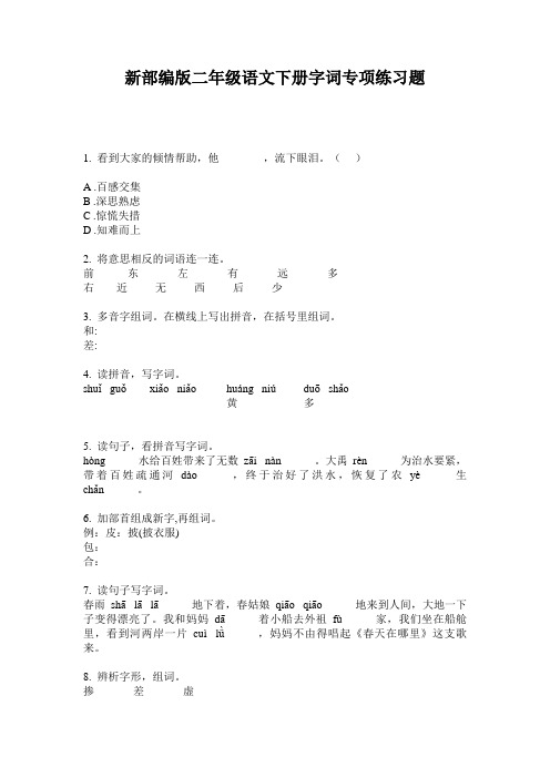 新部编版二年级语文下册字词专项练习题