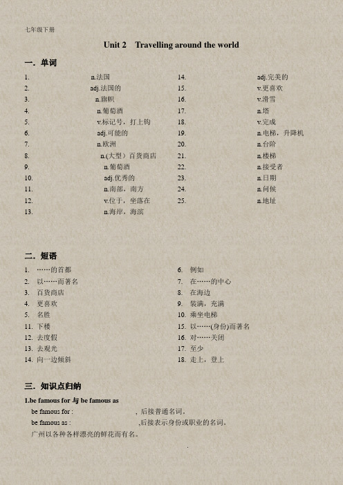 广州牛津版七年级下册unit2知识点总结