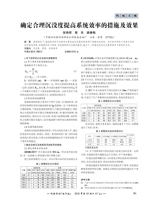 确定合理沉没度提高系统效率的措施及效果