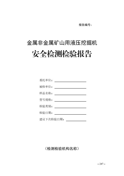 金属非金属矿山用液压挖掘机安全检测检验报告(模板)