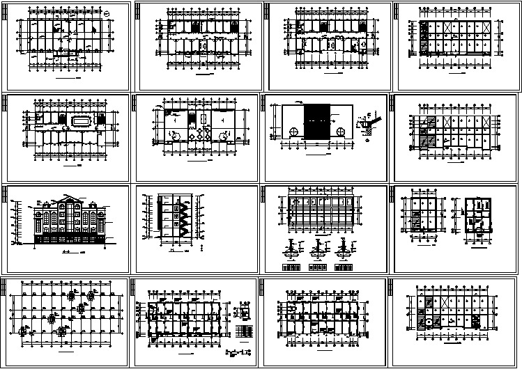 比较详细的四层框架办公楼建筑结构施工图（共16张）