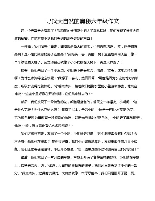 寻找大自然的奥秘六年级作文