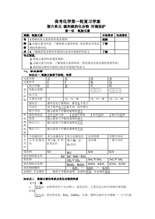 (学案)-硫 硫的化合物 环保