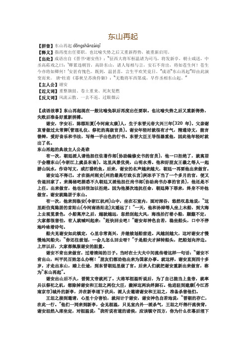 《东山再起的主人公是谁》