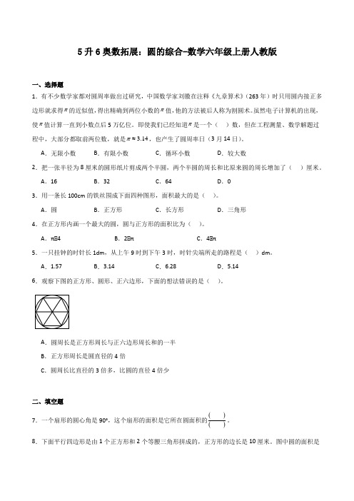 5升6奥数拓展：圆的综合-数学六年级上册人教版