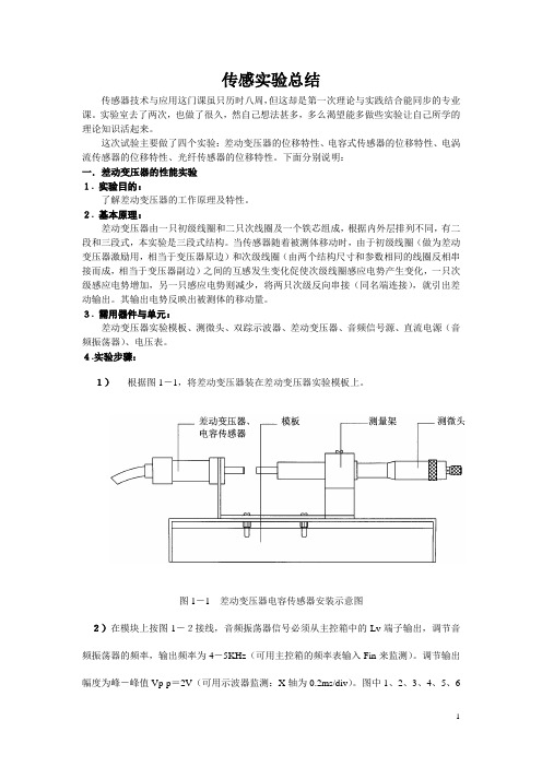 传感器实验大全(附思考题答案+实验过程+结果)