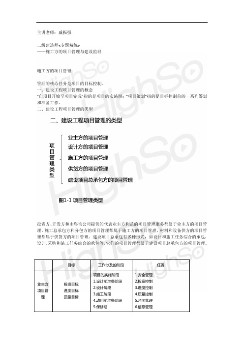 1.戚振强 二级建造师 建设工程施工管理 专题精练 施工方的项目管理与建设监理